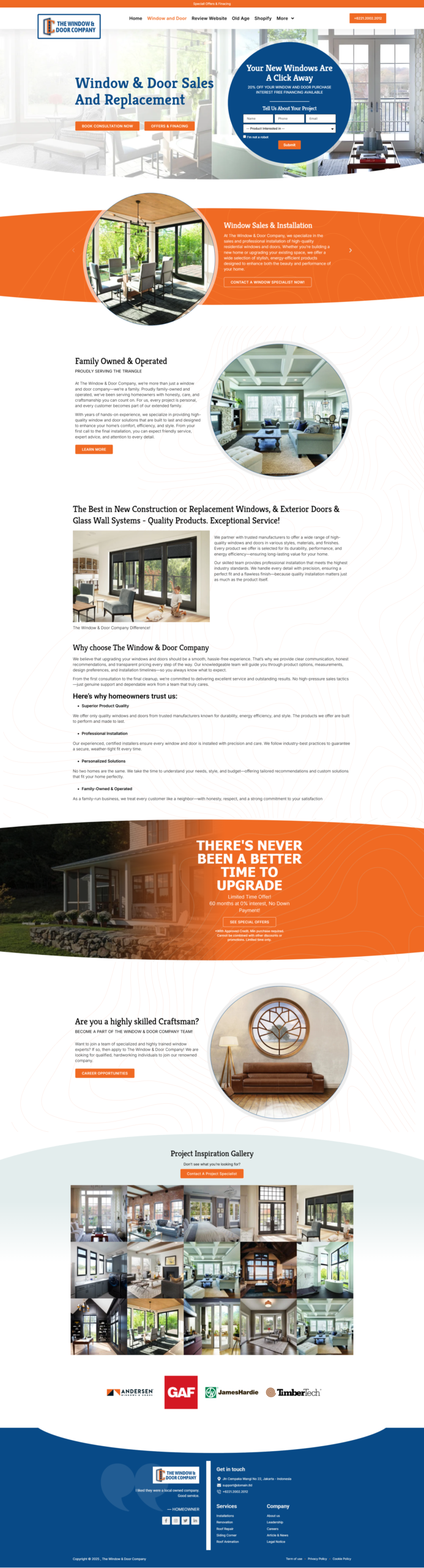 window and door landing page design