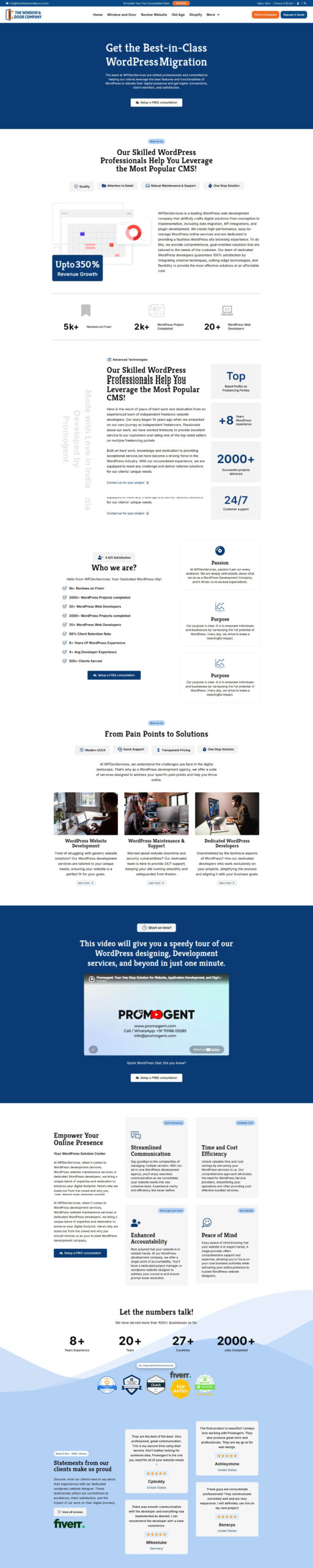 wordpress service landing page